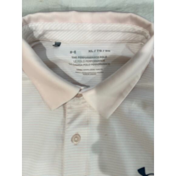 Under Armour Polo Shirt Men's Size XL Pink Striped Short Sleeve Performance polo - Picture 6 of 8